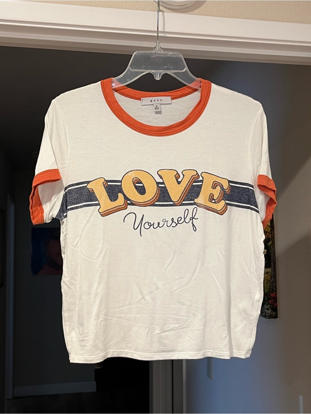 Retro Love Yourself Graphic Ringer Tee Size Medium